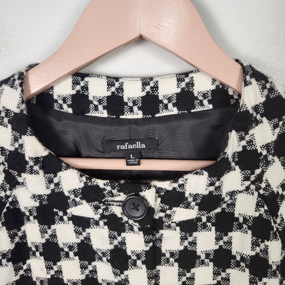 NWOT Rafaella Black & White Plaid Wool Blend Longline Blazer Jacket Size L #0525 - Picture 2 of 11